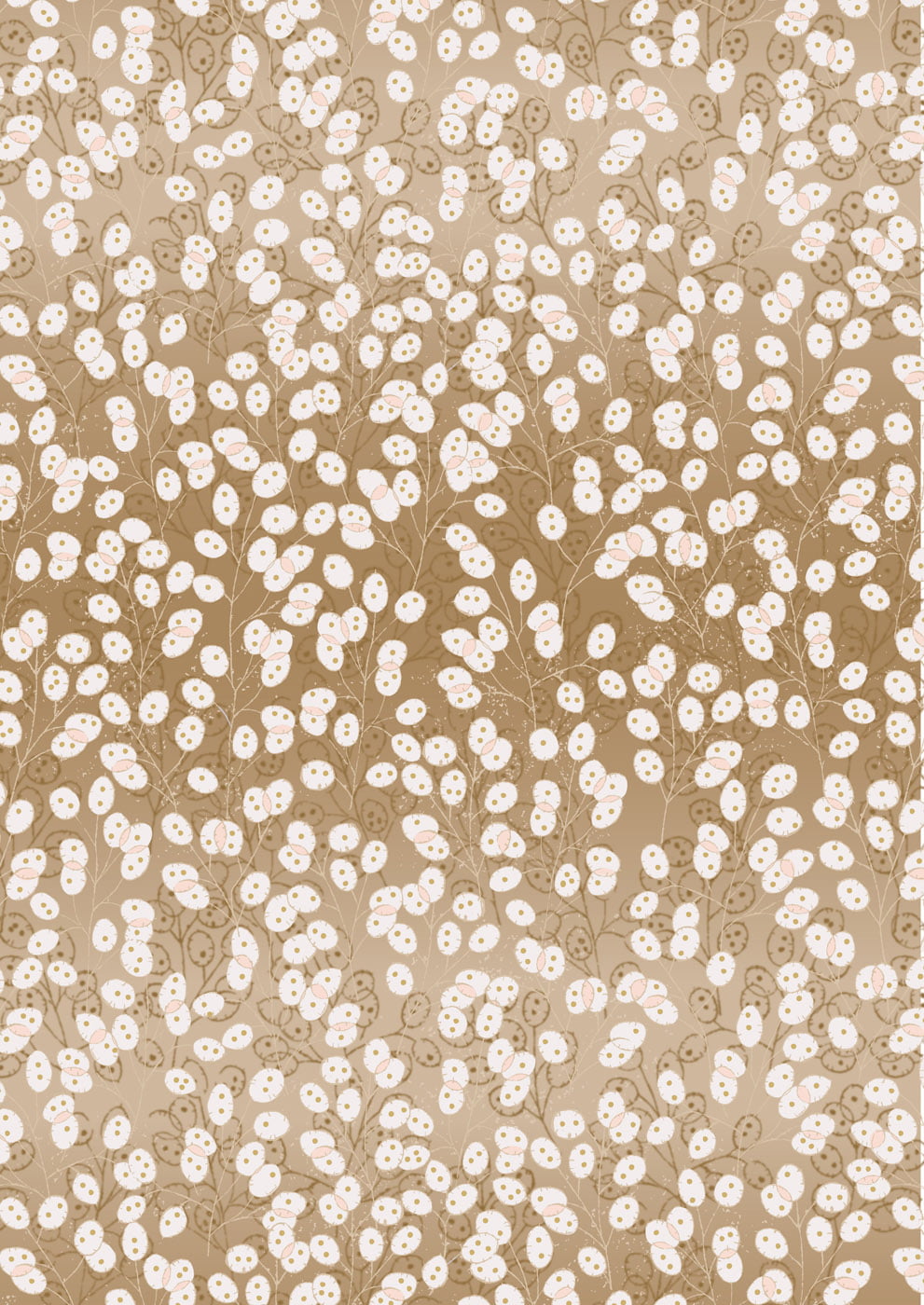 Lewis & Irene Fabric - Fairy Clocks - Honesty - Gold Metallic - FQ