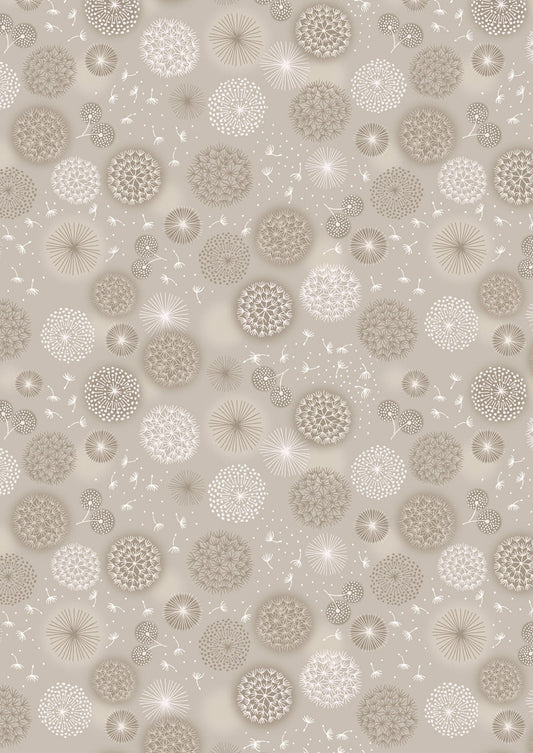 Lewis & Irene Fabric - Fairy Clocks - Dandelions - Cream - FQ