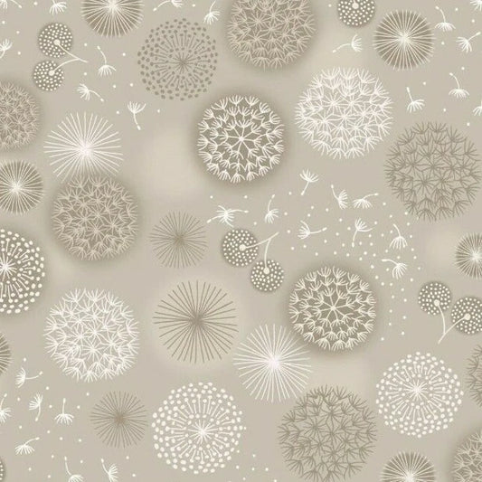 Lewis & Irene Fabric - Fairy Clocks - Dandelions - Cream - FQ