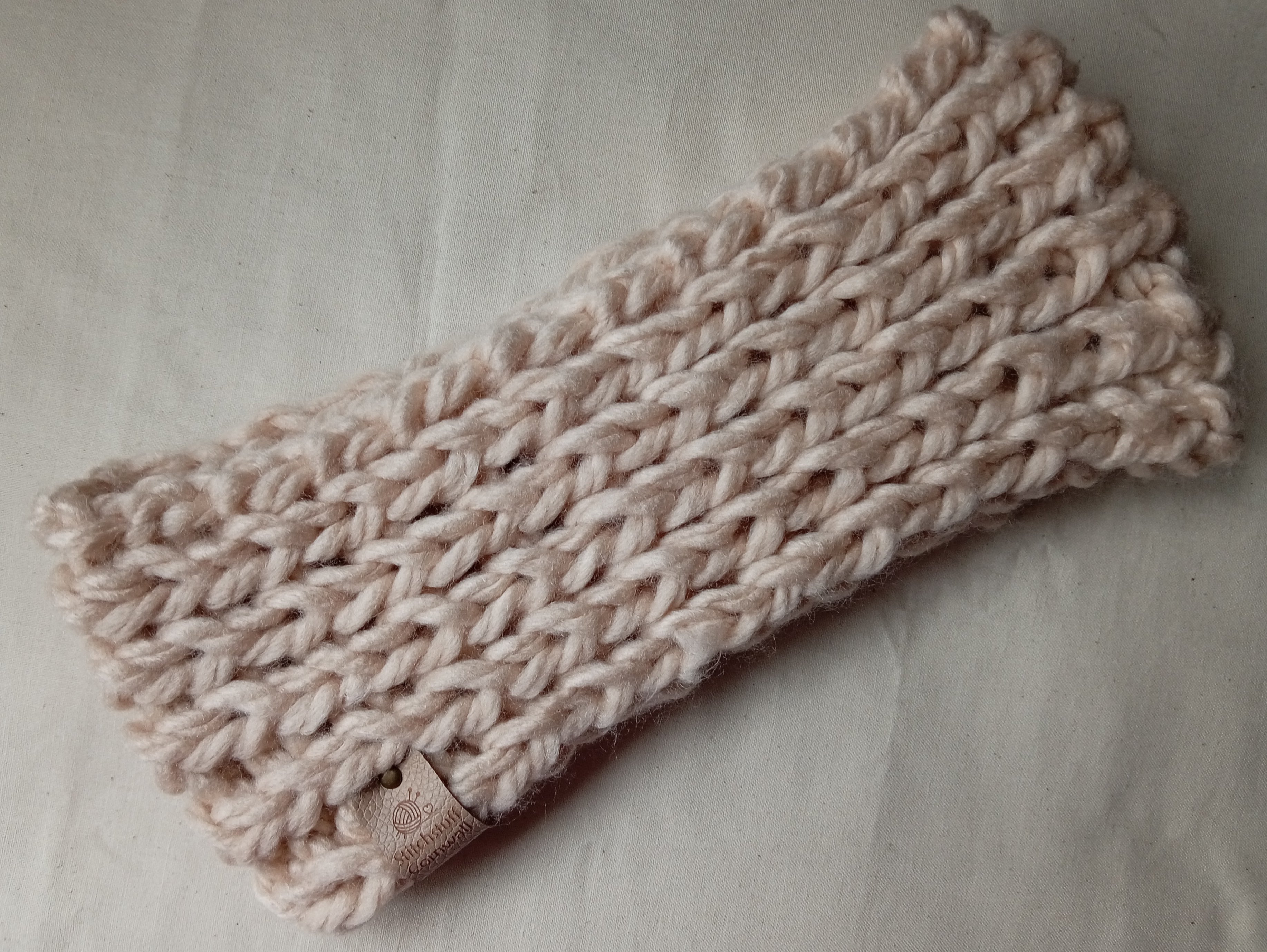 Chunky Knit Ear Warmers - China Clay