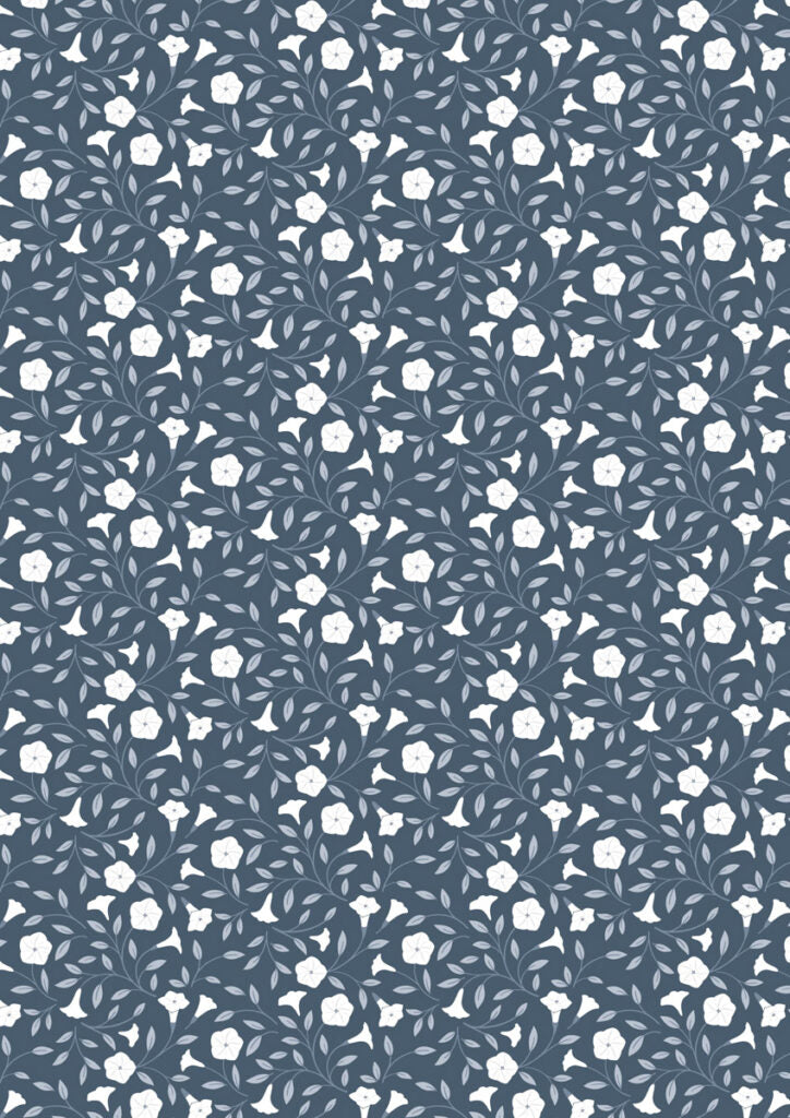 Lewis & Irene Fabric - Evenfall - Moonflower - Midnight Blue - FQ