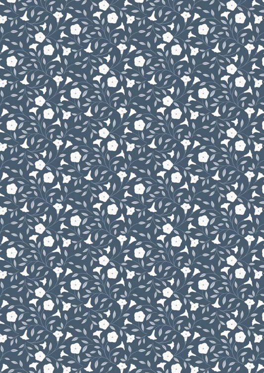 Lewis & Irene Fabric - Evenfall - Moonflower - Midnight Blue - FQ