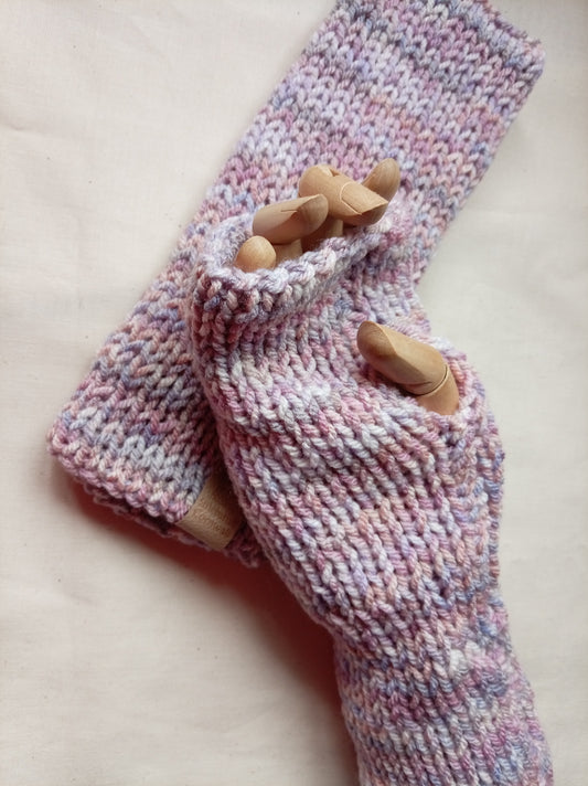 Knitted Hand Warmers - Moorland Heather