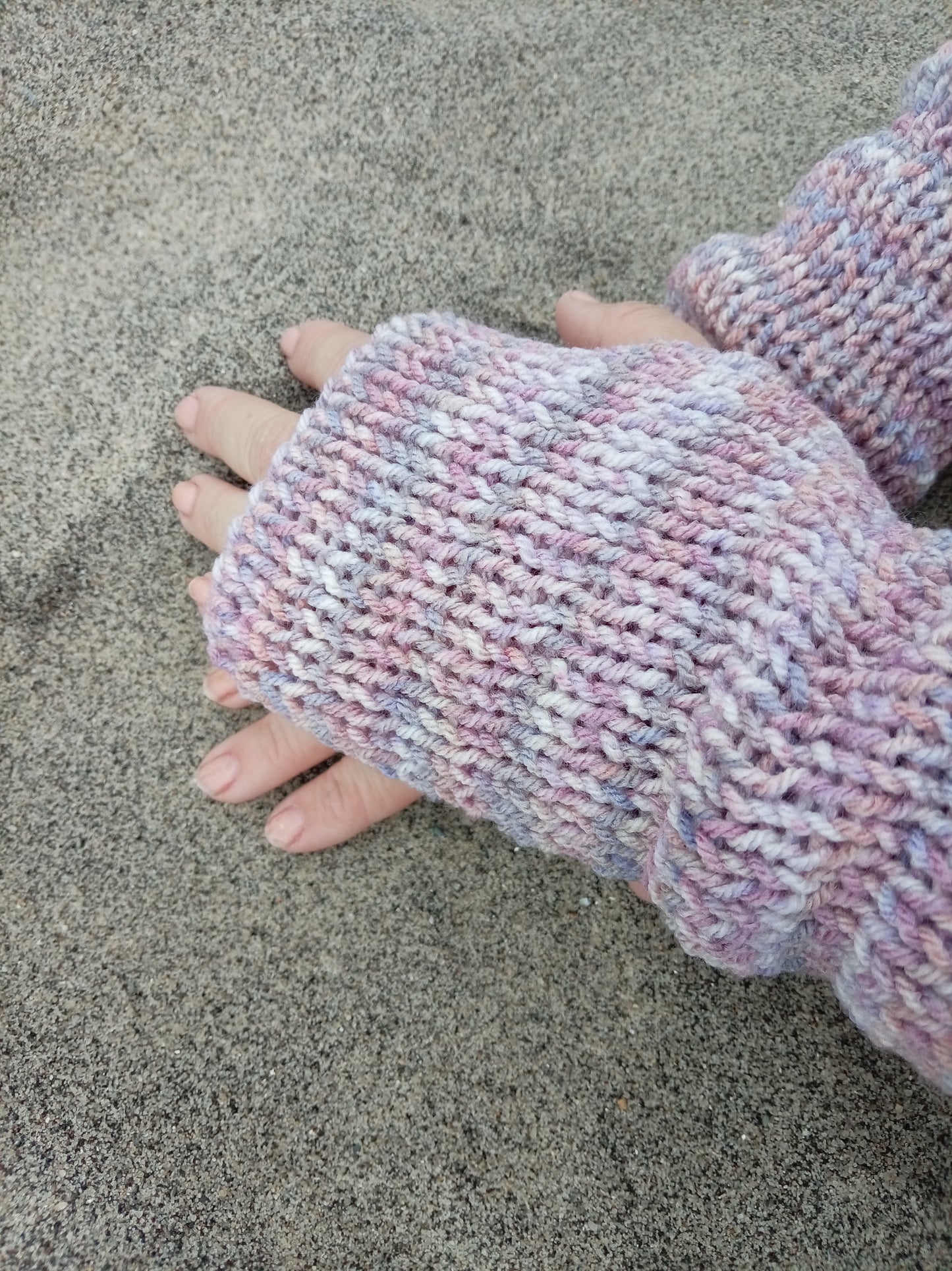 Knitted Hand Warmers - Moorland Heather
