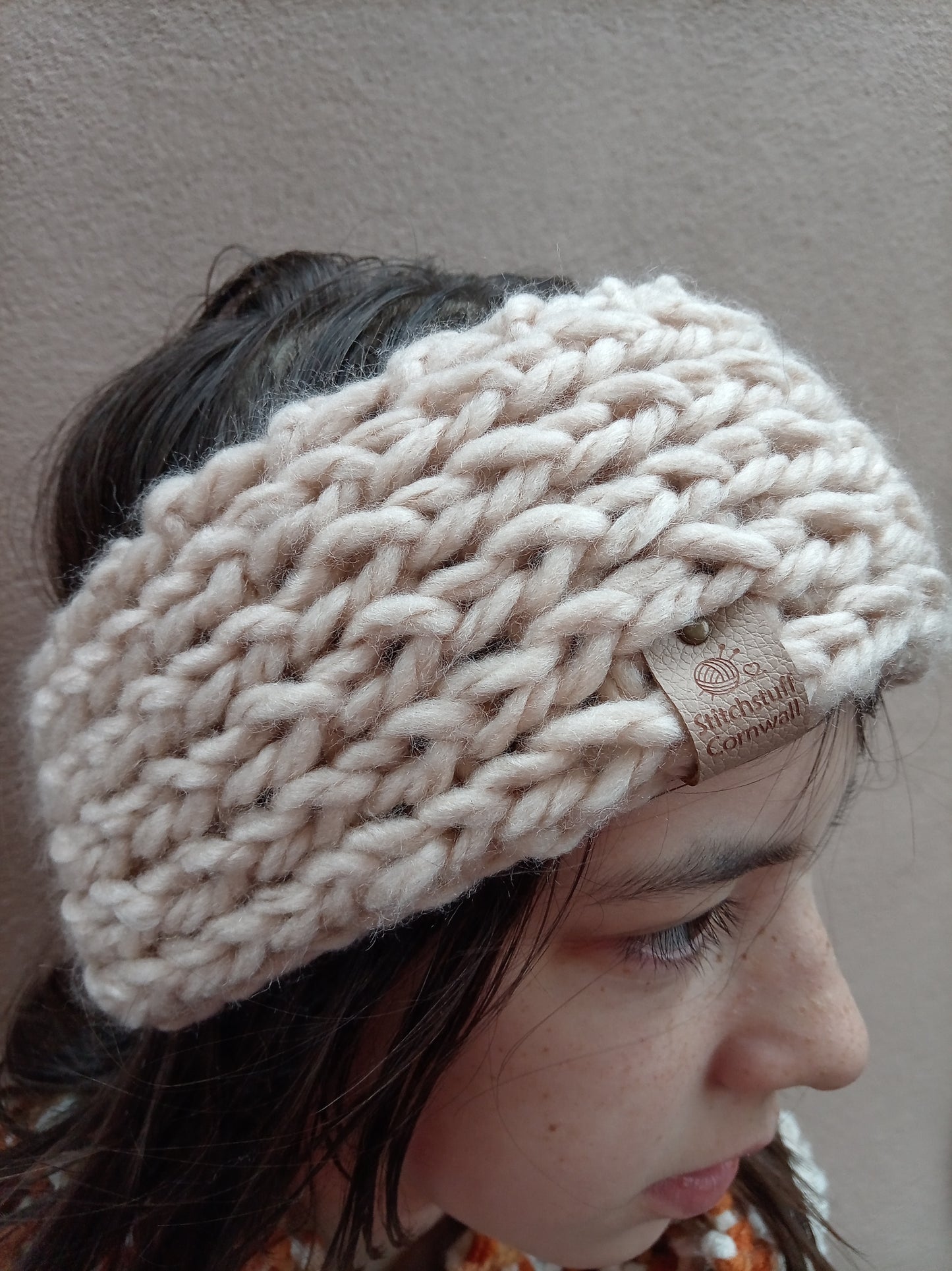 Chunky Knit Ear Warmers - Pebble