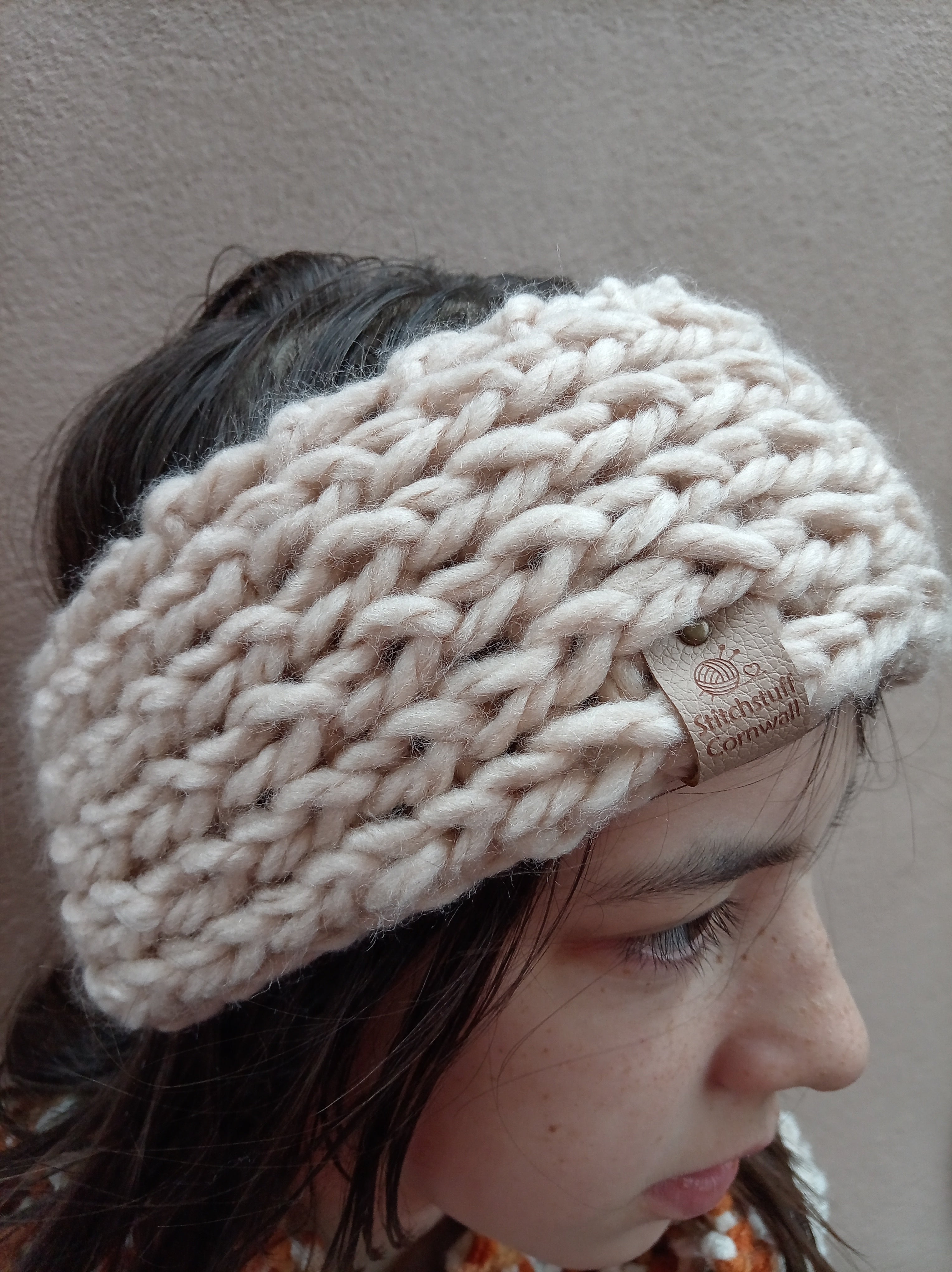 Chunky Knit Ear Warmers - China Clay