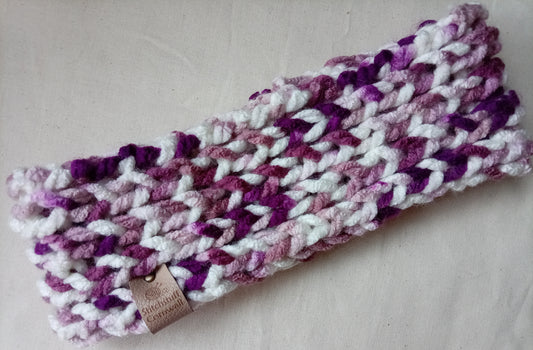Chunky Knit Ear Warmers - Moorland Heather
