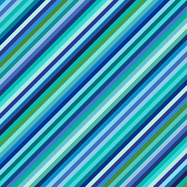 Lewis & Irene Fabric - Animal Alphabet - Blue Stripes - FQ
