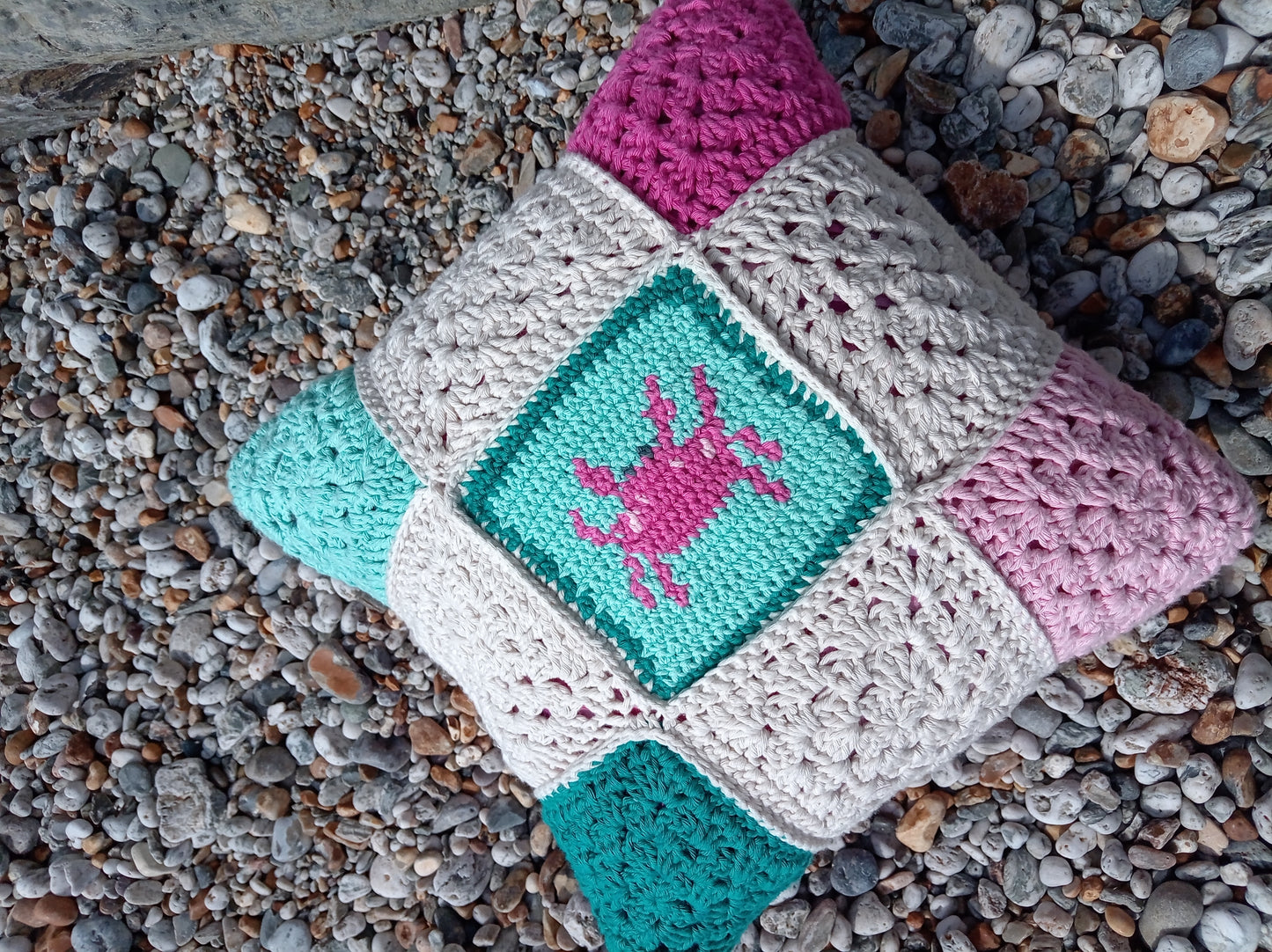 Crochet & Fabric Cushion - Crab