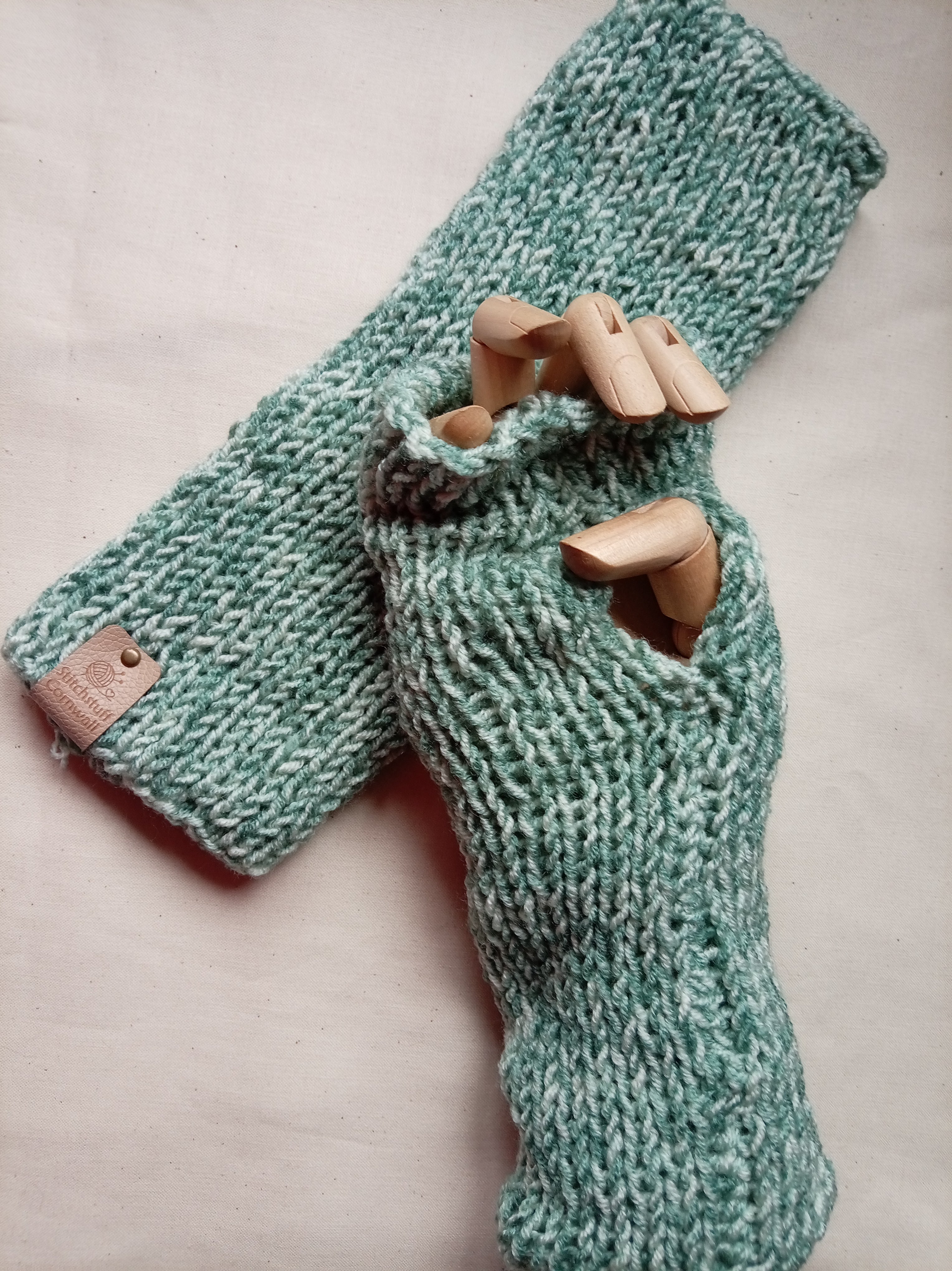Knitted HandWarmers - Sea Glass