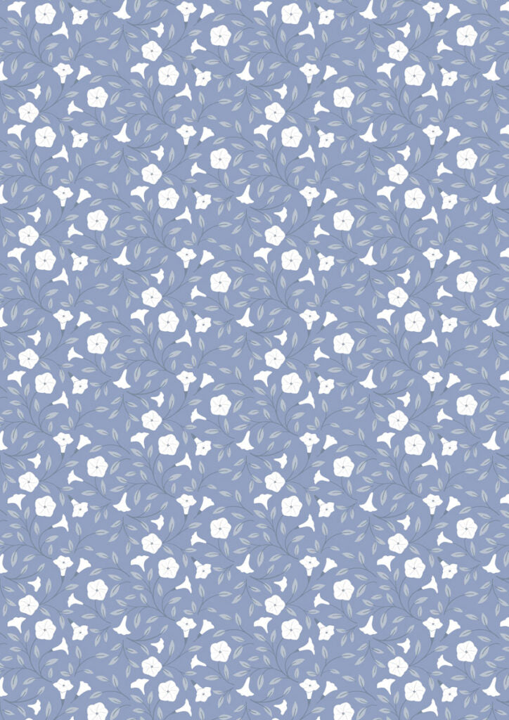 Lewis & Irene Fabric - Evenfall - Moonflower - Dark Periwinkle - FQ