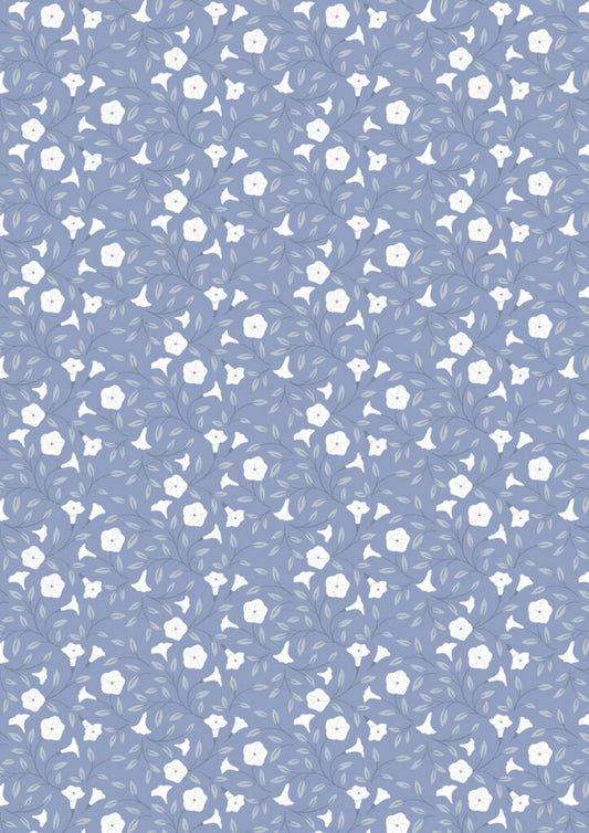 Lewis & Irene Fabric - Evenfall - Moonflower - Dark Periwinkle - FQ