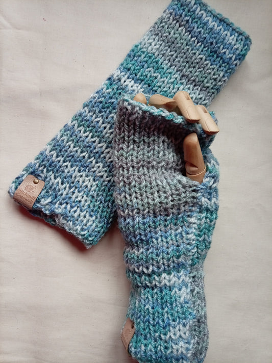 Knitted Hand Warmers - Sea Spray