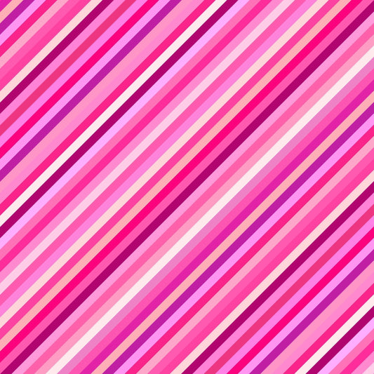 Lewis & Irene Fabric - Animal Alphabet - Pink Stripes - FQ