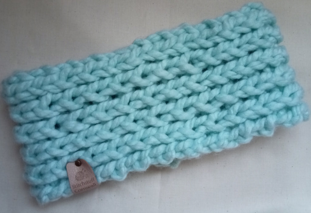 Chunky Knit Ear Warmers - Sea Froth