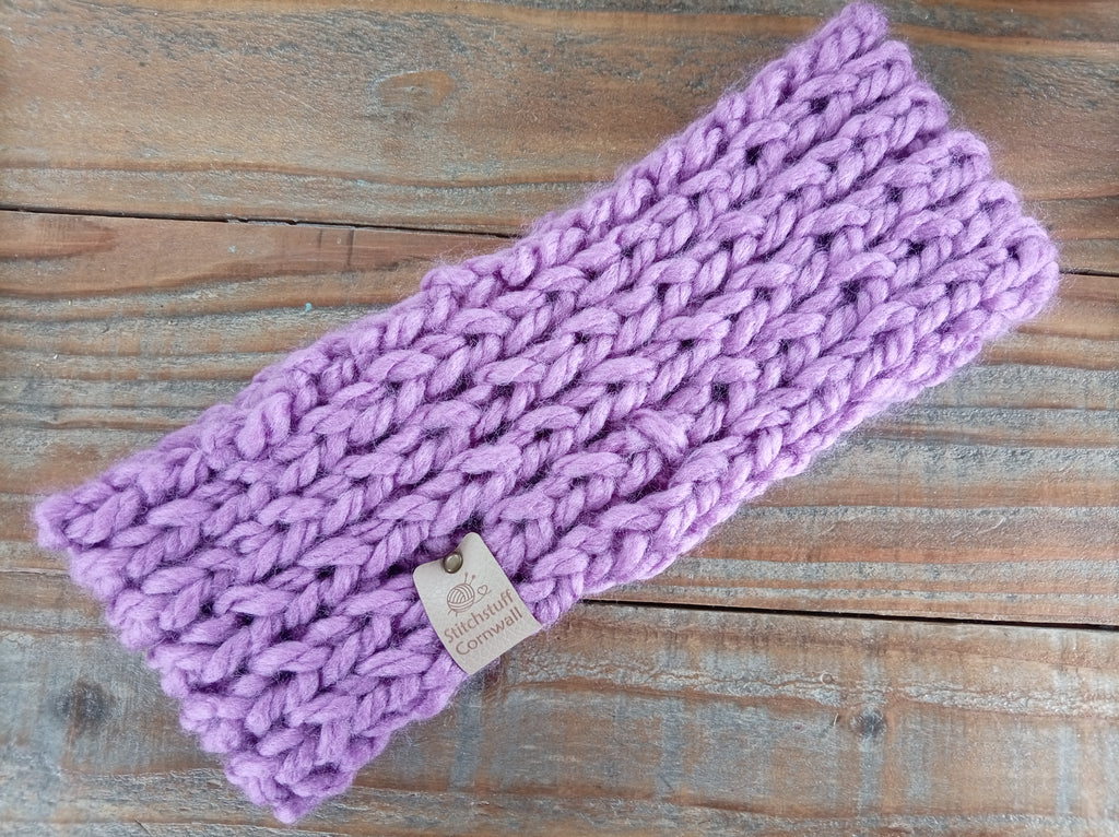 Chunky Knit Ear Warmers - Moorland Heather